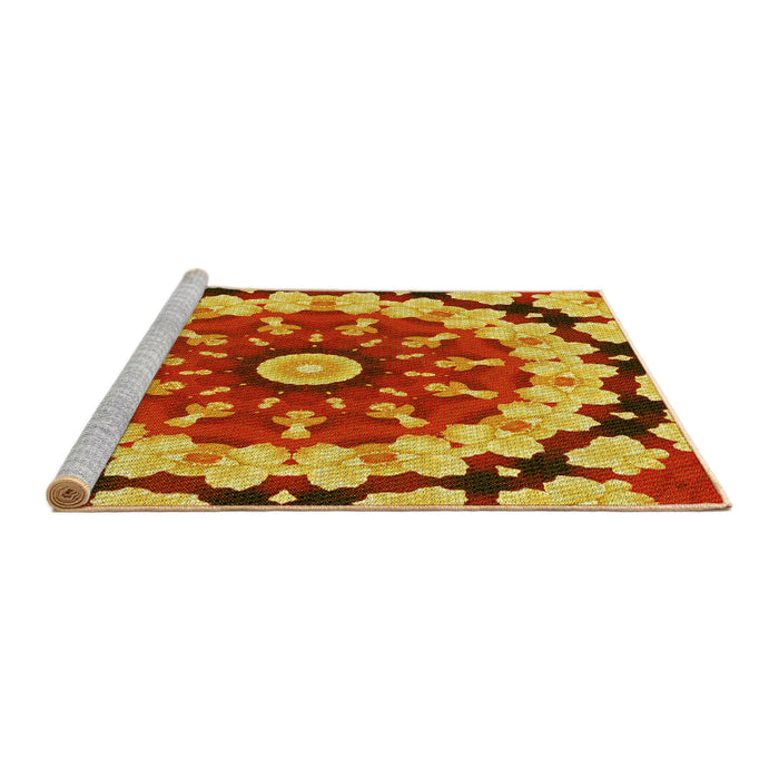 Sideview of Machine Washable Transitional Red Rug, wshpat179yw