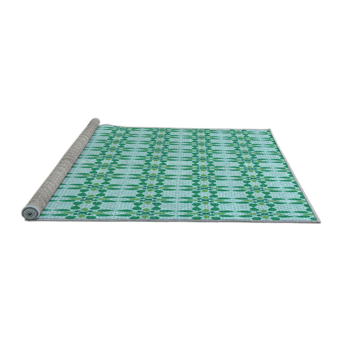 Sideview of Machine Washable Transitional Blue Rug, wshpat1790lblu