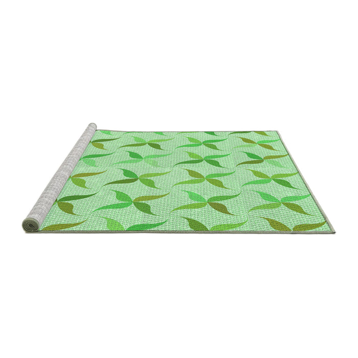 Sideview of Machine Washable Transitional Light Green Rug, wshpat1796grn