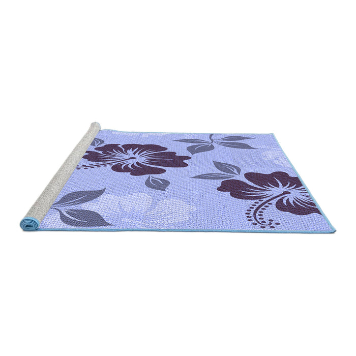 Sideview of Machine Washable Transitional Slate Blue Rug, wshpat1797blu