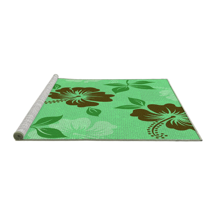 Sideview of Machine Washable Transitional Dark Lime Green Rug, wshpat1797grn