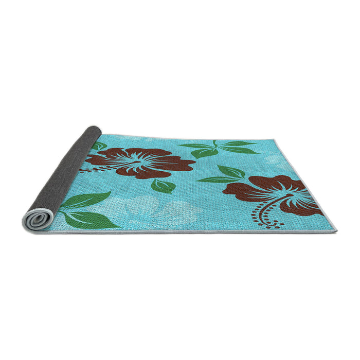 Thickness of Patterned Deep-Sea Green Rug, pat1797lblu