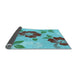 Thickness of Patterned Deep-Sea Green Rug, pat1797lblu