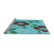 Sideview of Machine Washable Transitional Deep-Sea Green Rug, wshpat1797lblu