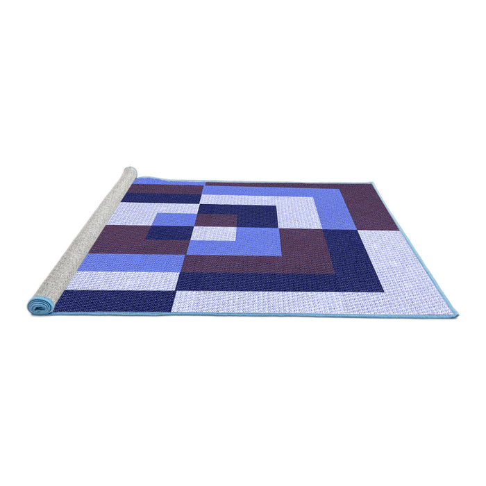 Sideview of Machine Washable Transitional Blue Rug, wshpat1798blu