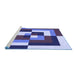 Sideview of Machine Washable Transitional Blue Rug, wshpat1798blu