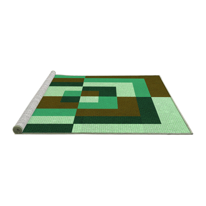 Sideview of Machine Washable Transitional Green Rug, wshpat1798grn