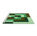 Sideview of Machine Washable Transitional Green Rug, wshpat1798grn