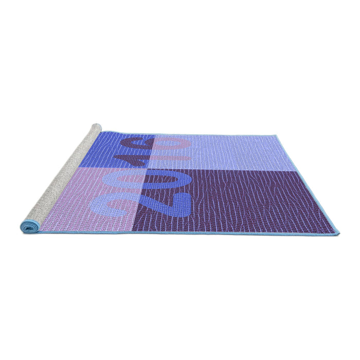 Sideview of Machine Washable Transitional Slate Blue Rug, wshpat1799blu