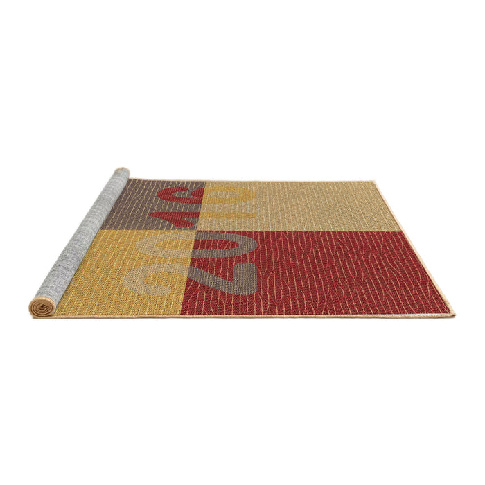 Sideview of Machine Washable Transitional Chestnut Red Rug, wshpat1799brn
