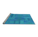 Sideview of Machine Washable Transitional Neon Blue Rug, wshpat18lblu