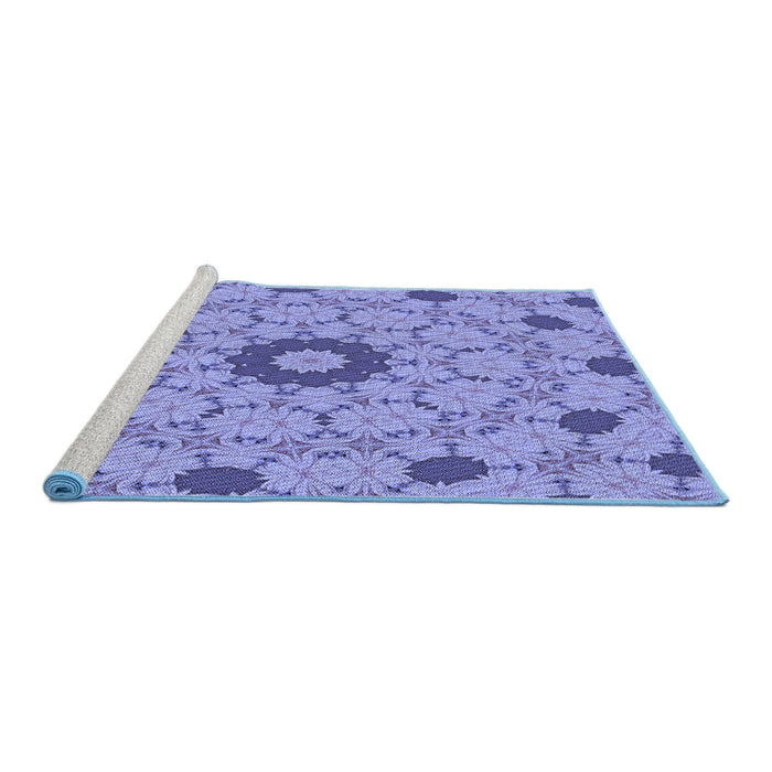 Sideview of Machine Washable Transitional Slate Blue Rug, wshpat180blu