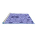 Sideview of Machine Washable Transitional Slate Blue Rug, wshpat180blu