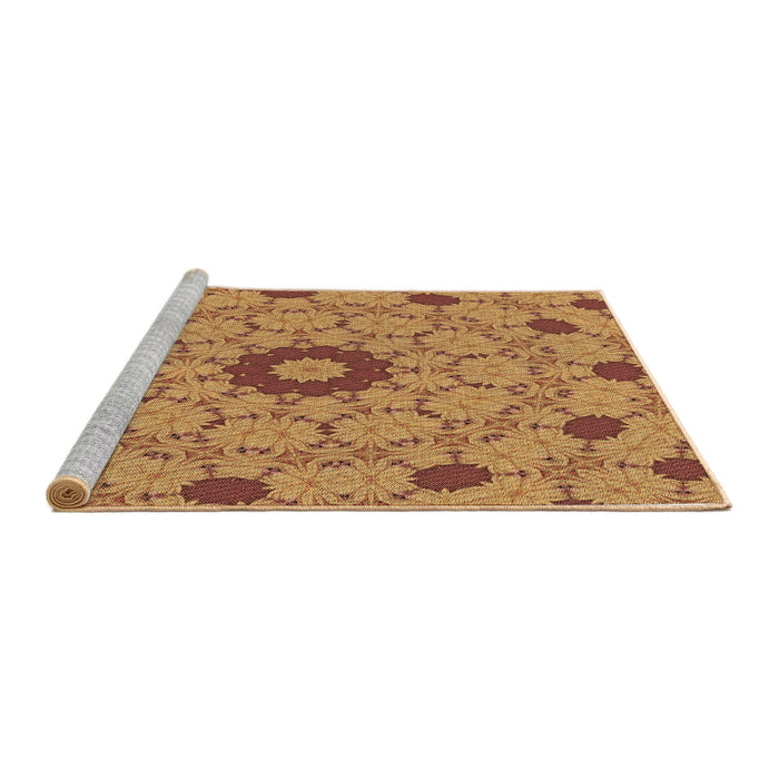 Sideview of Machine Washable Transitional Mahogany Brown Rug, wshpat180brn