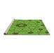 Sideview of Machine Washable Transitional Bright Green Rug, wshpat180grn