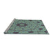 Sideview of Machine Washable Transitional Gray Rug, wshpat180lblu