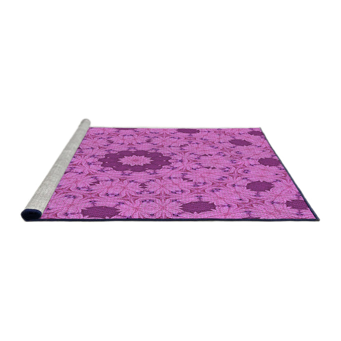 Sideview of Machine Washable Transitional Neon Pink Rug, wshpat180pur