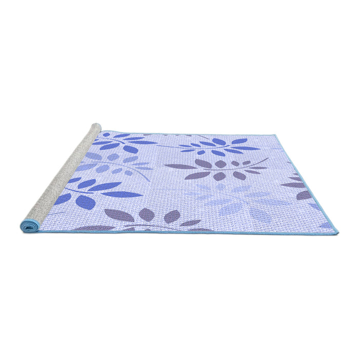 Sideview of Machine Washable Transitional Lavender Blue Rug, wshpat1800blu