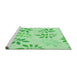 Sideview of Machine Washable Transitional Green Rug, wshpat1800grn