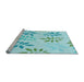 Sideview of Machine Washable Transitional Medium Turquoise Green Rug, wshpat1800lblu