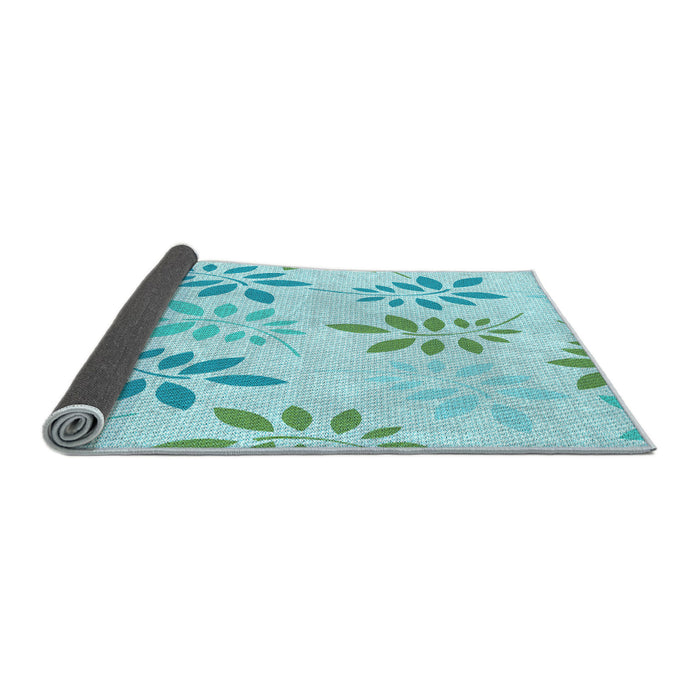 Thickness of Patterned Medium Turquoise Green Rug, pat1800lblu