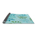 Thickness of Patterned Medium Turquoise Green Rug, pat1800lblu