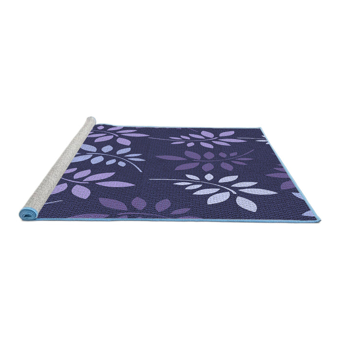 Sideview of Machine Washable Transitional Periwinkle Purple Rug, wshpat1801blu