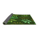 Thickness of Patterned Dark Lime Green Rug, pat1801grn