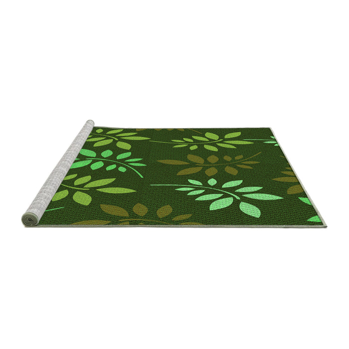 Sideview of Machine Washable Transitional Dark Lime Green Rug, wshpat1801grn