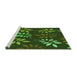 Sideview of Machine Washable Transitional Dark Lime Green Rug, wshpat1801grn