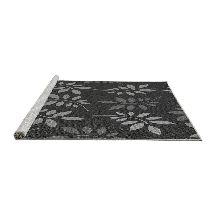Sideview of Machine Washable Transitional Charcoal Black Rug, wshpat1801gry