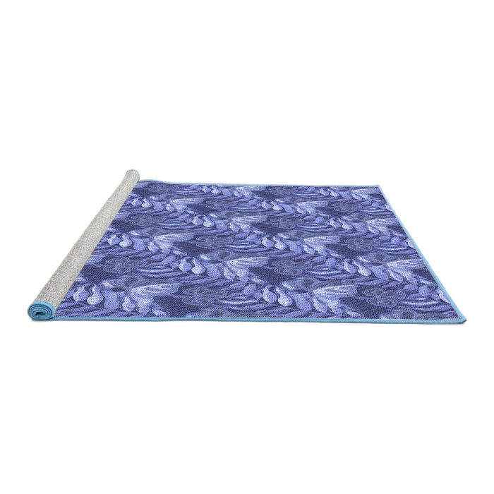 Sideview of Machine Washable Transitional Sky Blue Rug, wshpat1803blu