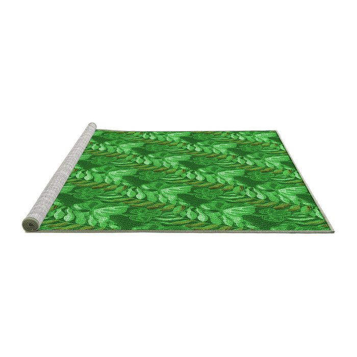 Sideview of Machine Washable Transitional Green Rug, wshpat1803grn