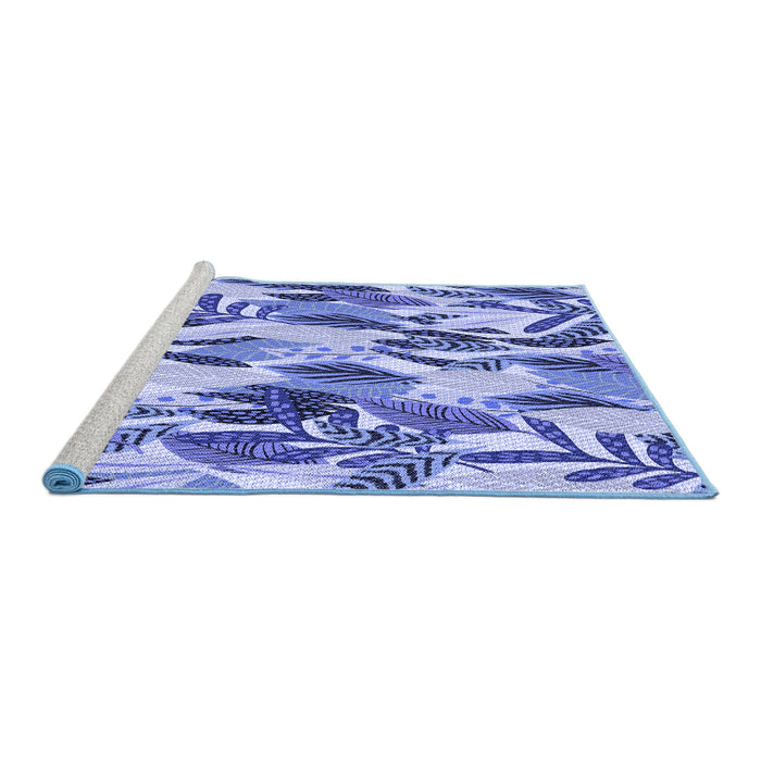 Sideview of Machine Washable Transitional Jeans Blue Rug, wshpat1804blu