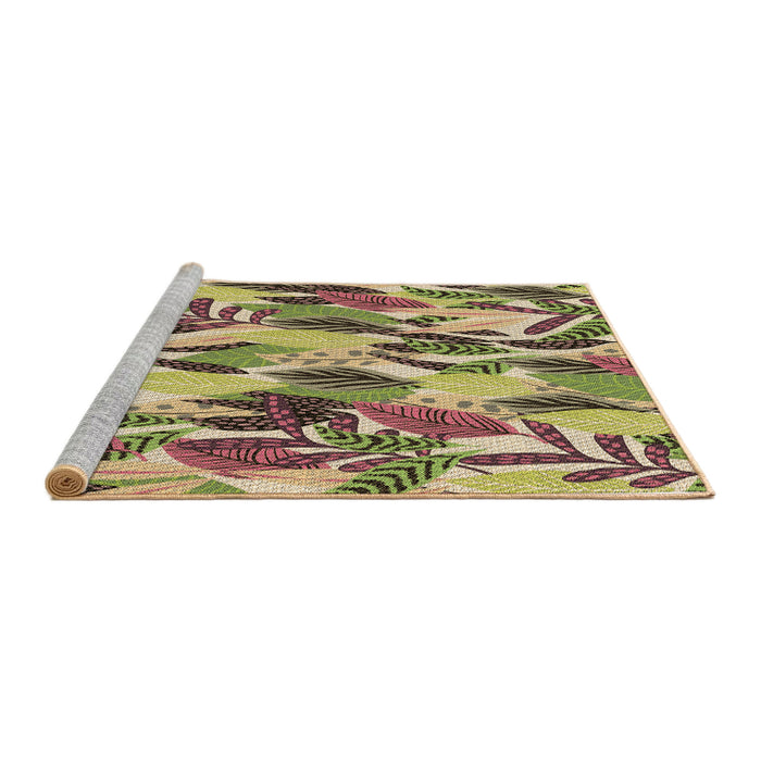 Sideview of Machine Washable Transitional Metallic Gold Rug, wshpat1804brn
