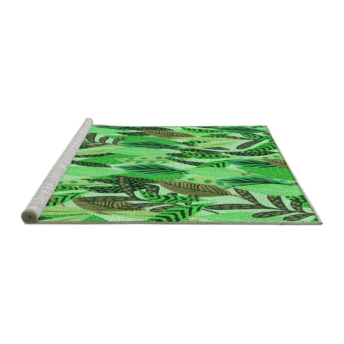 Sideview of Machine Washable Transitional Green Rug, wshpat1804grn