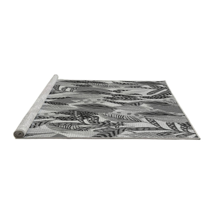 Sideview of Machine Washable Transitional Silver Gray Rug, wshpat1804gry