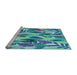 Sideview of Machine Washable Transitional Blue Rug, wshpat1804lblu