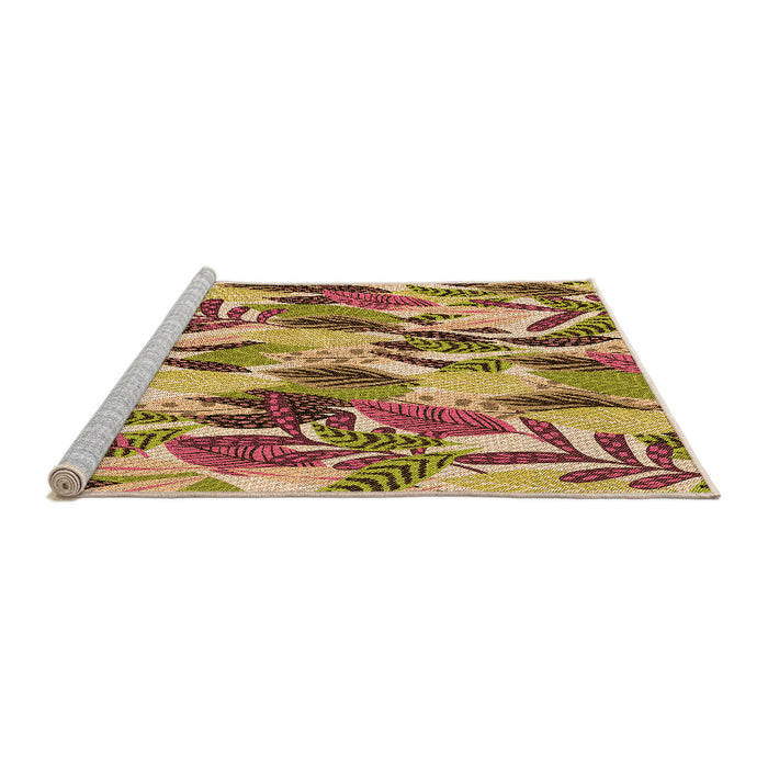 Sideview of Machine Washable Transitional Yellow Orange Rug, wshpat1804org