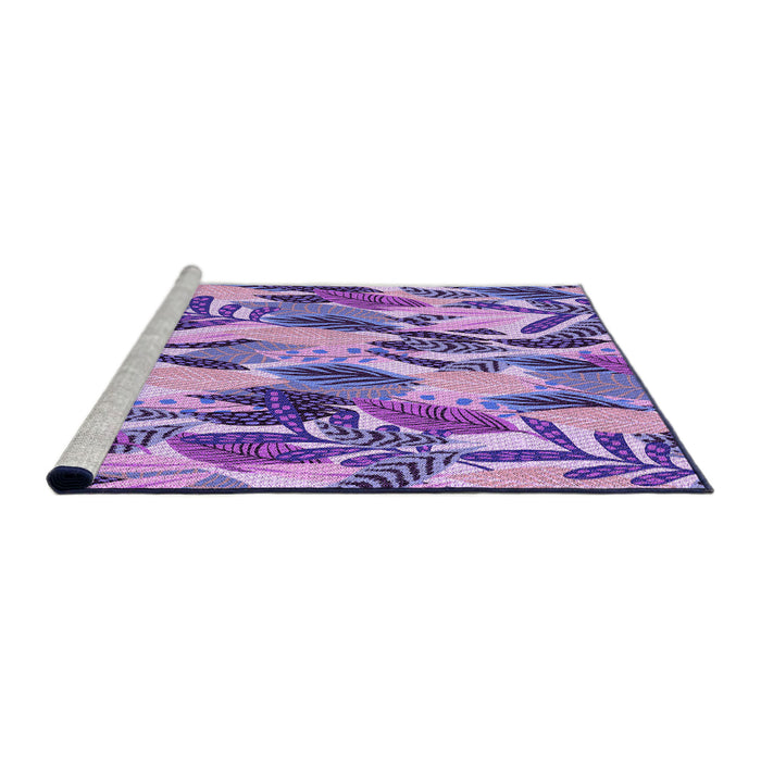 Sideview of Machine Washable Transitional Amethyst Purple Rug, wshpat1804pur
