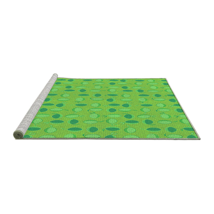 Square Machine Washable Transitional Emerald Green Rug, wshpat1805grn