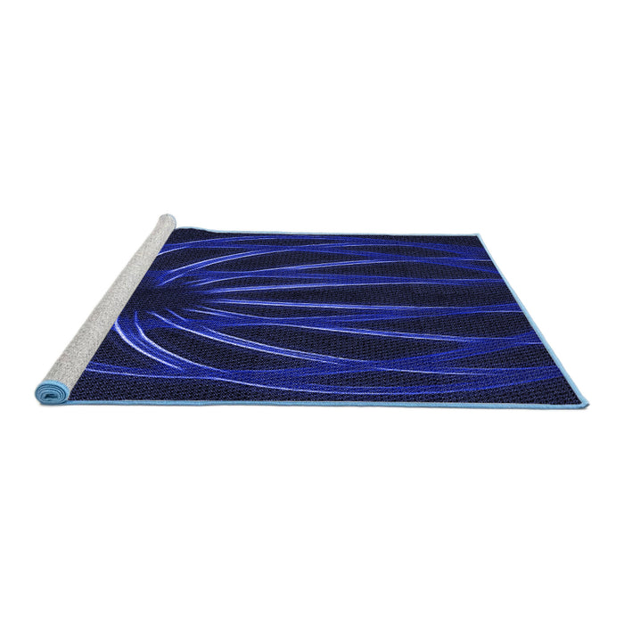 Sideview of Machine Washable Transitional Night Blue Rug, wshpat1806blu