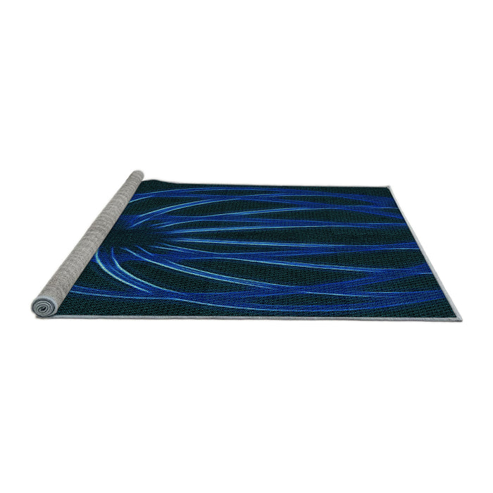 Sideview of Machine Washable Transitional Blue Rug, wshpat1806lblu