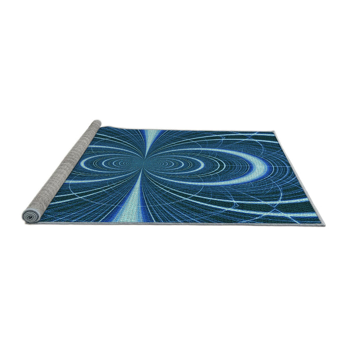 Sideview of Machine Washable Transitional Blue Rug, wshpat1808lblu