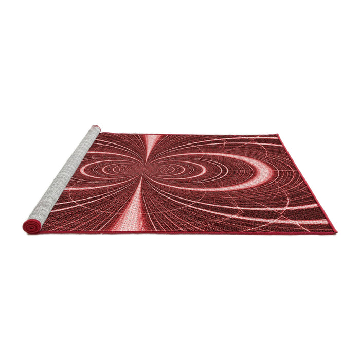 Sideview of Machine Washable Transitional Cranberry Red Rug, wshpat1808rd