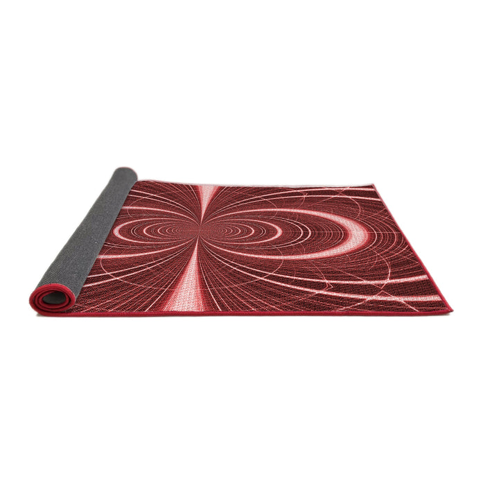 Thickness of Patterned Cranberry Red Rug, pat1808rd