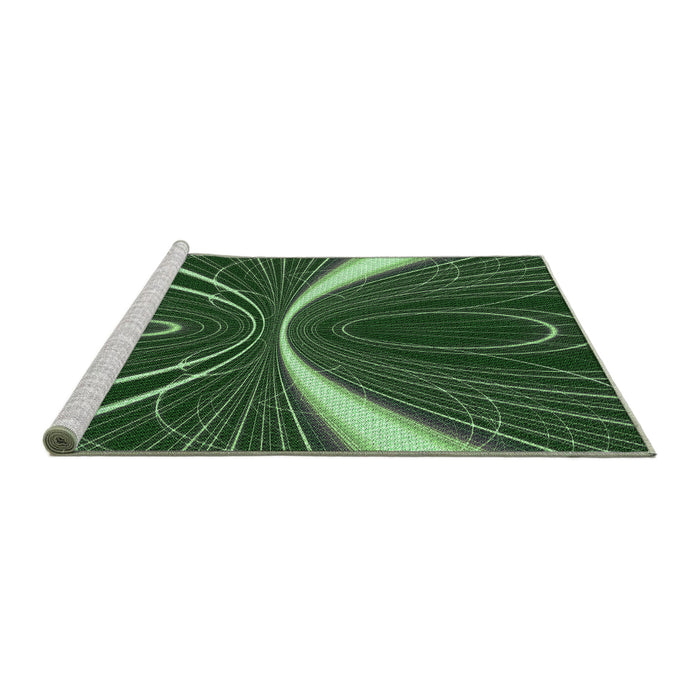 Sideview of Machine Washable Transitional Green Rug, wshpat1809grn