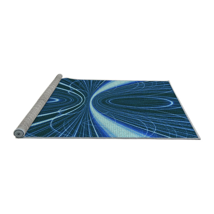 Sideview of Machine Washable Transitional Blue Rug, wshpat1809lblu