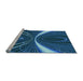 Sideview of Machine Washable Transitional Blue Rug, wshpat1809lblu