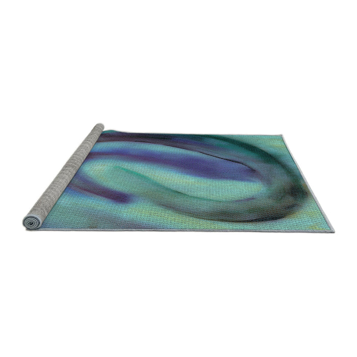Sideview of Machine Washable Transitional Azure Blue Rug, wshpat181lblu